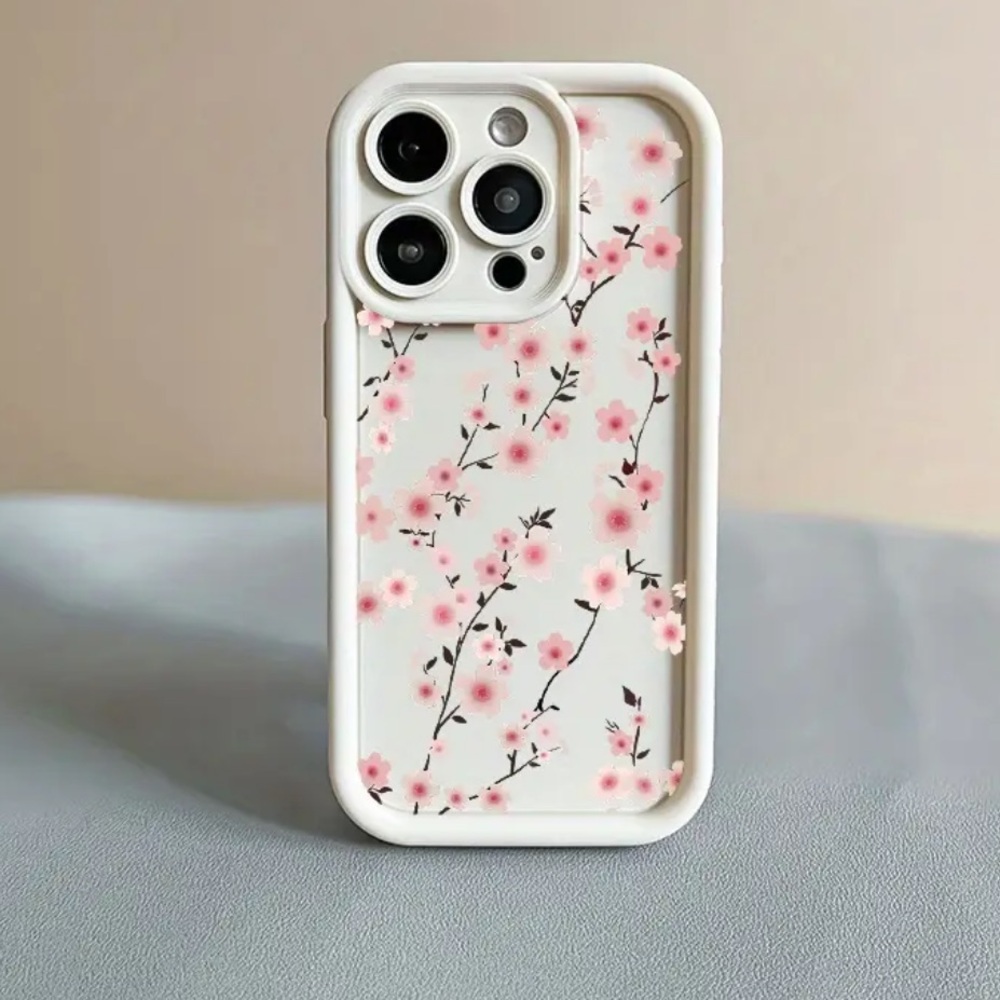 Cream and pink floral Japanese Cherry blossom iPhone 14 Pro Max Case